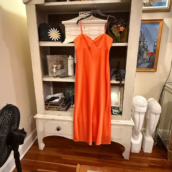 Gianni Bini sz 12 Diana maxi satin slip dress orange nwt - Picture 3 of 6